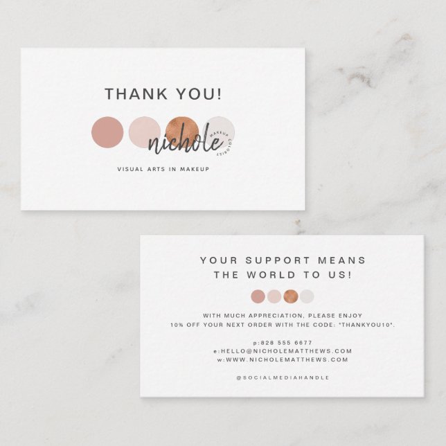 Carte de réduction pour artiste maquillage de pale (Devant / Derrière)