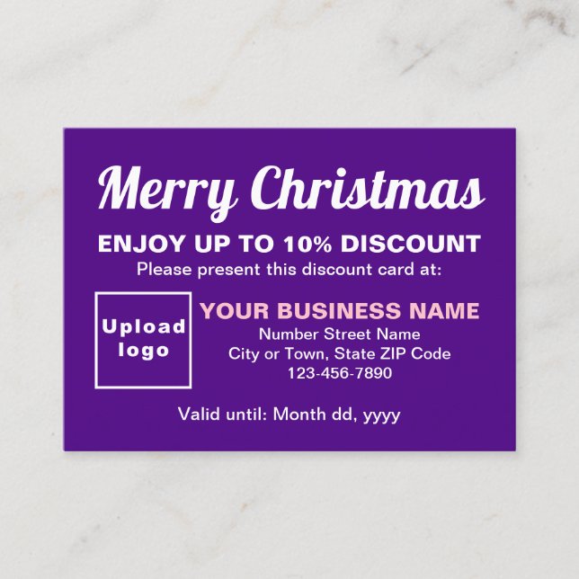 Carte de réduction pour Noël d'affaires (Devant)