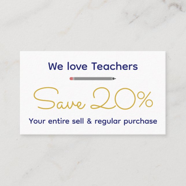 Carte De Réduction Professeur personnalisé - Cadeau Customisé (Devant)
