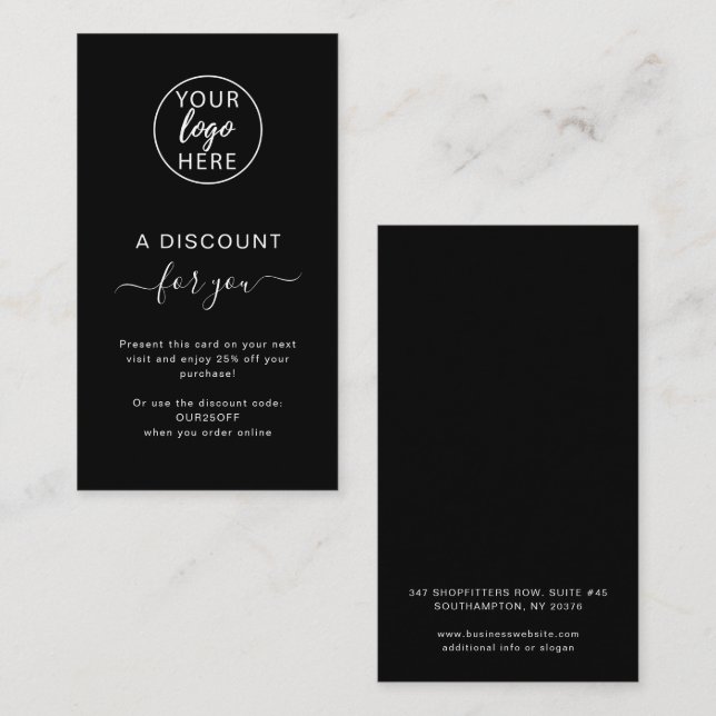 Carte de réduction professionnelle personnalisée n (Devant / Derrière)