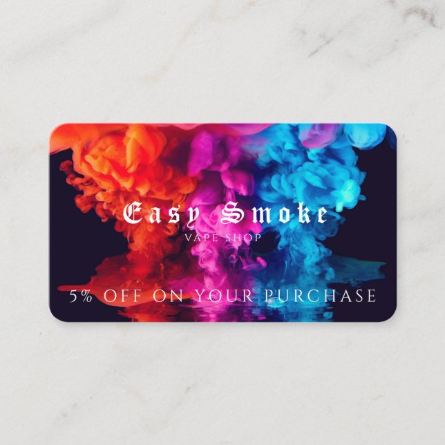 Carte de réduction professionnelle Vape Shop (Devant)