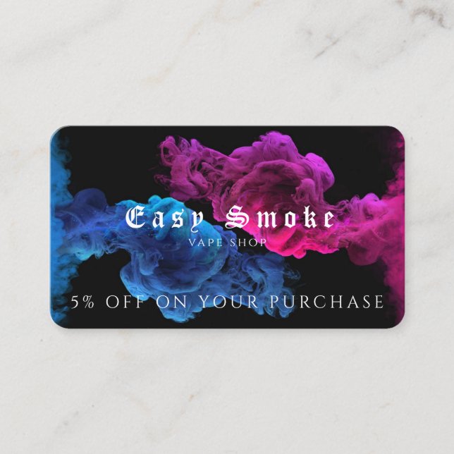 Carte de réduction professionnelle Vape Shop (Devant)