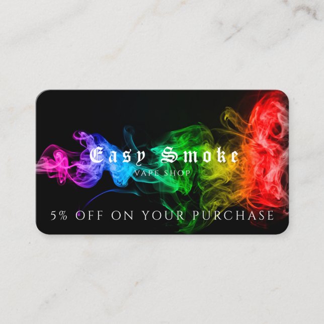 Carte de réduction professionnelle Vape Shop (Devant)