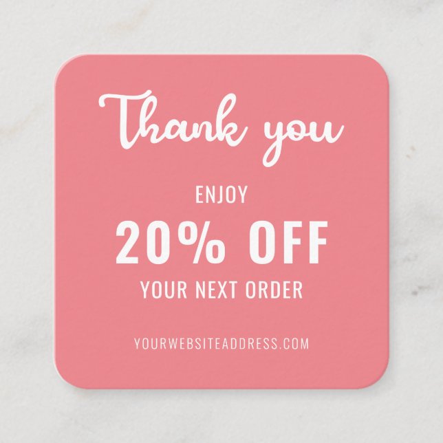 Carte De Réduction Promo de fidélité commerciale Code QR élégant rose (Devant)