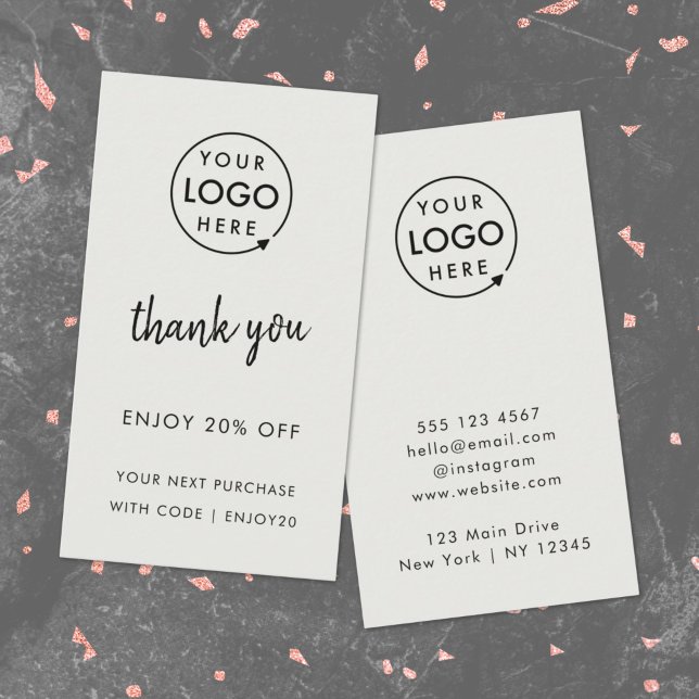 Carte De Réduction Remerciements | Logo Grey Business Loyalty (Modern minimalist thank you discount cards by Guava - perfect for growing loyalty & repeat business)