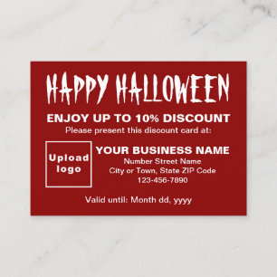 Carte de réduction rouge Halloween d'affaires