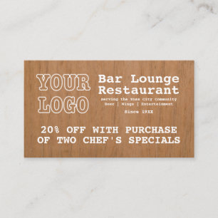 Carte De Réduction Rustic Ajouter Logo Bar Longe Restaurant 20% De R