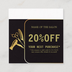 Carte De Réduction Salon de beauté en or et noir