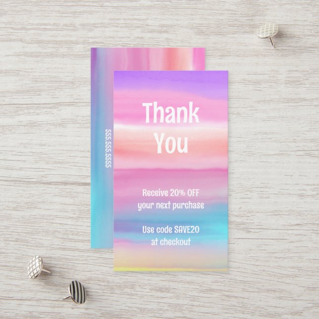 Carte de réduction sur l'aquarelle (Devant/Arrière en situation)