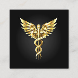 Carte De Réduction Symbole caducee polygonale en or