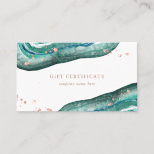 Carte De Réduction Teal et certificat-prime rose de Geode d'or
