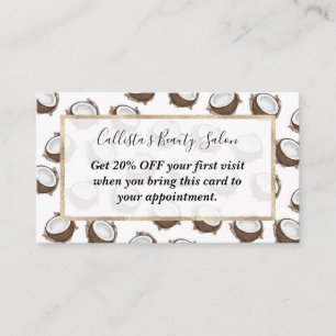 Carte De Réduction Tropical Summer Brown Blanc Coco Motif Fruit
