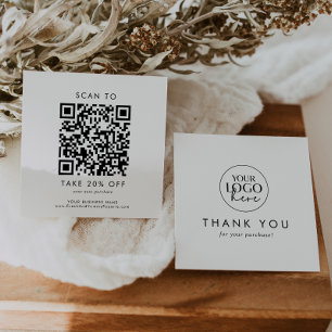 Carte De Réduction Typographie chic Logo d'entreprise Code QR Merci