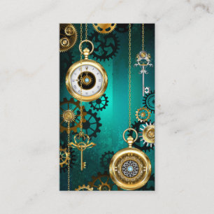 Carte De Réduction Veille bijoux Steampunk sur un Arrière - plan vert