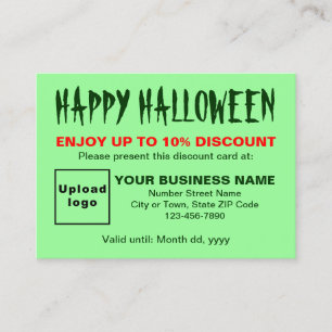 Carte de réduction verte d'Halloween d'affaires