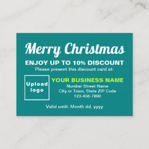 Carte de réduction verte Turquoise pour Noël d'aff