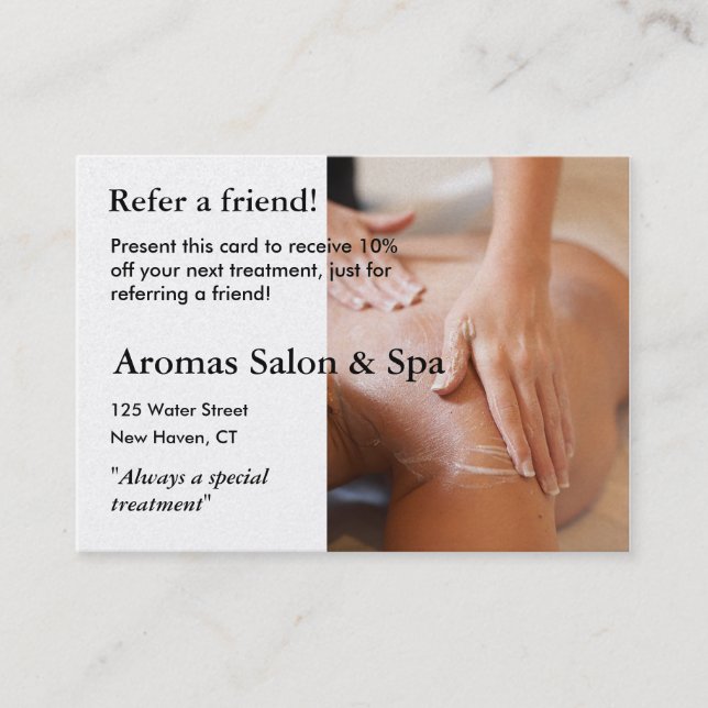 Carte de référence avec des mains de massage (Devant)