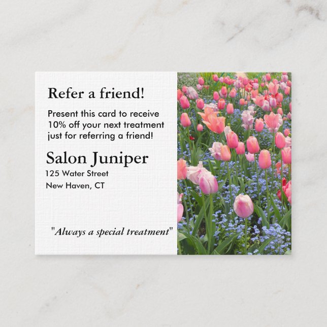 Carte de référence avec tulipes et oubliettes (Devant)