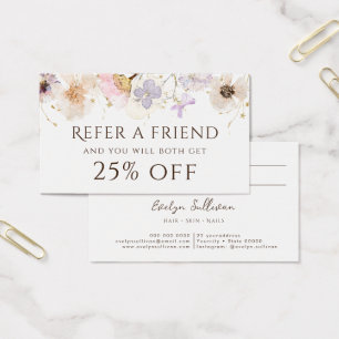 Carte de référence de fleurs séchées