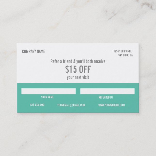 Carte de référence de thérapeute de massage (Devant)