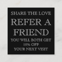 Carte de référence du salon de beauté noir et blan