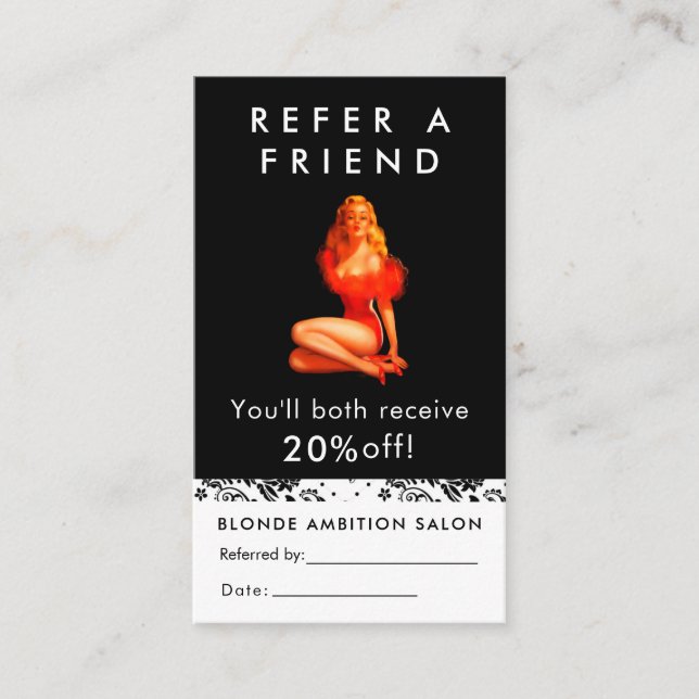 Carte de référence moderne Black White Salon Beaut (Devant)