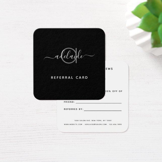 Carte de référence simple et élégante de Monogramm (Bureau)