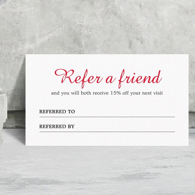 Carte de référence simple et élégante rouge blanc (Créateur téléchargé)