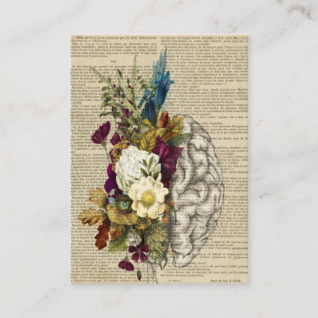 Carte De Référencement affiche d'anatomie du cerveau floral médical (Devant)