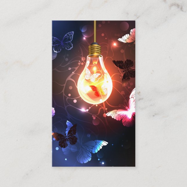 Carte De Référencement Ampoule lumineuse avec papillons nocturnes (Devant)