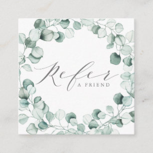 Carte De Référencement Aquarelle Dusty Blue Eucalyptus Wreath Business
