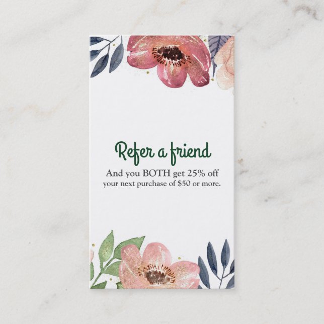 Carte De Référencement Aquarelle florale moderne élégante recommander un  (Devant)