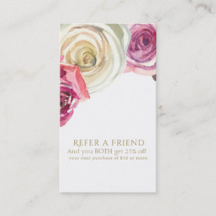 Carte De Référencement Aquarelle Roses Rose Blanc Floral Recommander un A