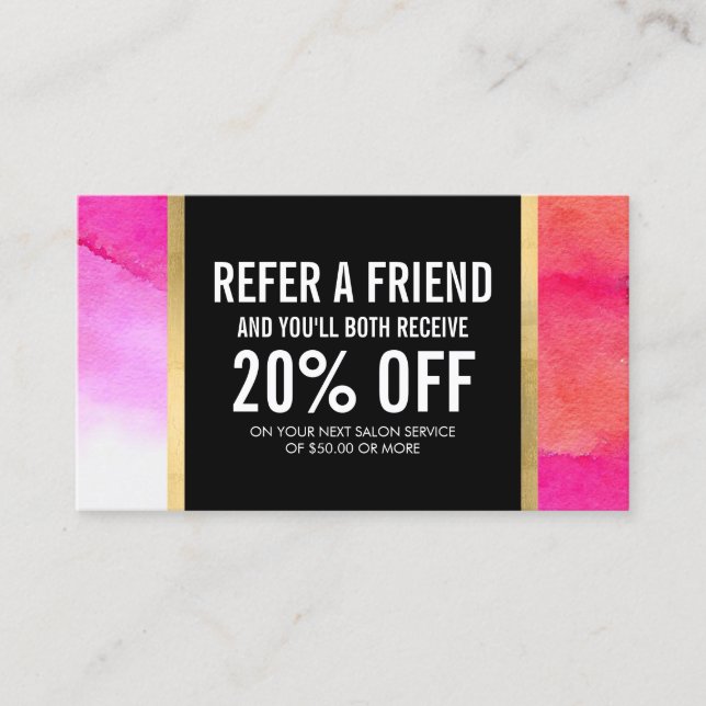 Carte De Référencement Aquarelles roses en gras Extensions de trait Référ (Devant)