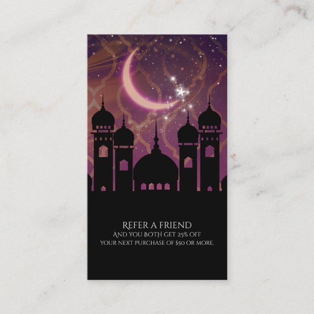 Carte De Référencement Arabian Nights Marocain Oriental Référez un ami (Devant)