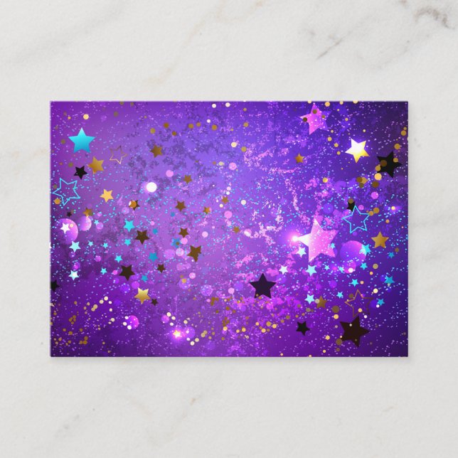 Carte De Référencement Arrière - plan de feuille violet avec étoiles (Devant)