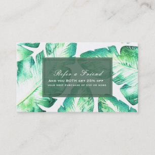 Carte De Référencement Beachy White Green Les Feuilles tropicaux aiguisen