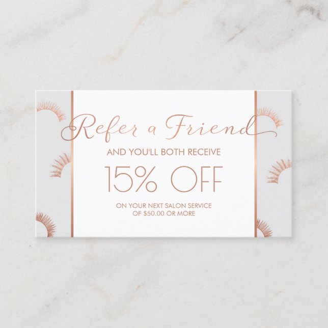 Carte De Référencement Beaucoup de Lashes Lash Salon Gris/Rose Gold aigui (Devant)