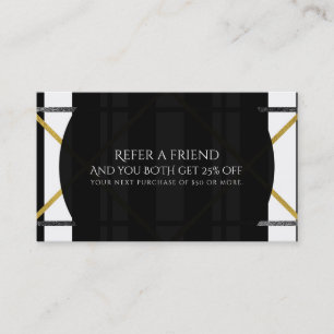 Carte De Référencement Black & Gold Chic Glam Géométrique Parrainer un am