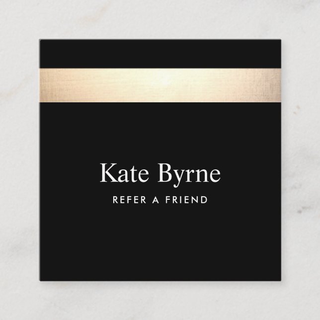 Carte De Référencement Black Gold Striped Référer un ami (Devant)
