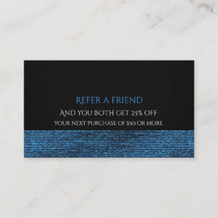 Carte De Référencement Bleu et noir, Glam moderne Sequins Recommandez un