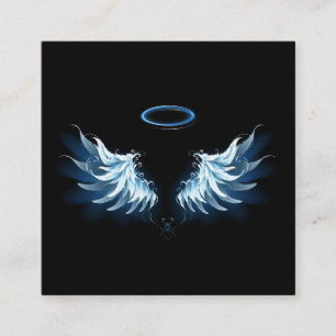 Carte De Référencement Blue Glowing Angel Wings on black background