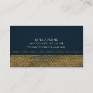 Carte De Référencement Blue & Gold Chic Sparkling Glam Parrainer un ami