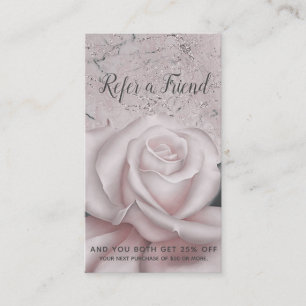 Carte De Référencement Blush White Rose Glam Marbre moderne Référer un am