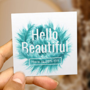 Carte De Référencement Bonjour belle moderne Turquoise Feather Salon Orie