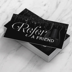Carte De Référencement Bouches de Parties scintillant noire Manicuriste d