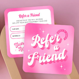 Carte De Référencement Branché Retro rose recommander un ami Lash Salon N