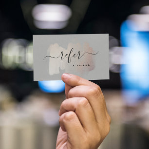 Carte De Référencement Brise-brosse chic Faux Rose Gold sur Grey