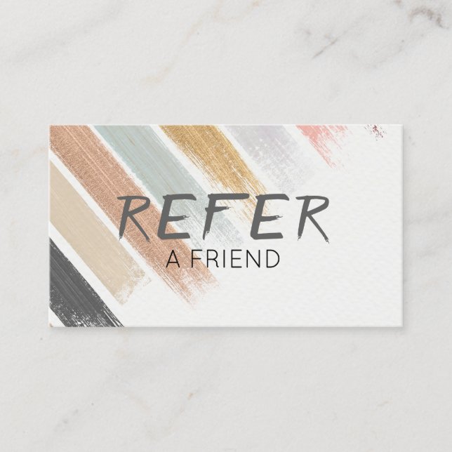 Carte De Référencement Brosses neutres modernes à aquarelle (Devant)