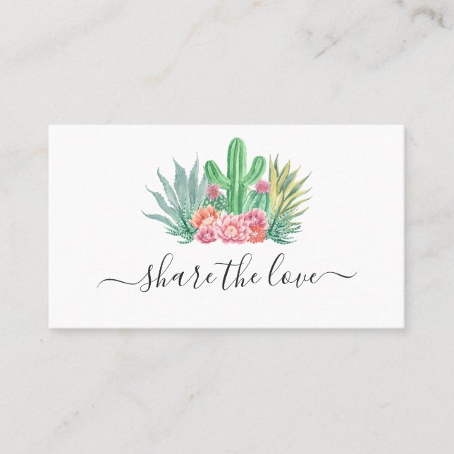 Carte De Référencement Cactus à l'aquarelle (Devant)